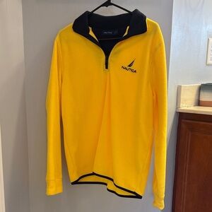 Nautica Men's Yellow and Black Zip-Up Sweater